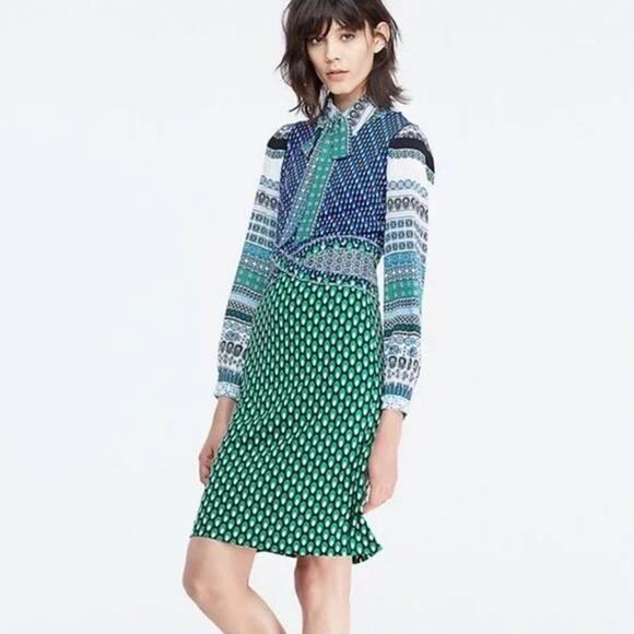Diane Von Furstenberg Evita Dress Blue Green Size 2 - Picture 2 of 5